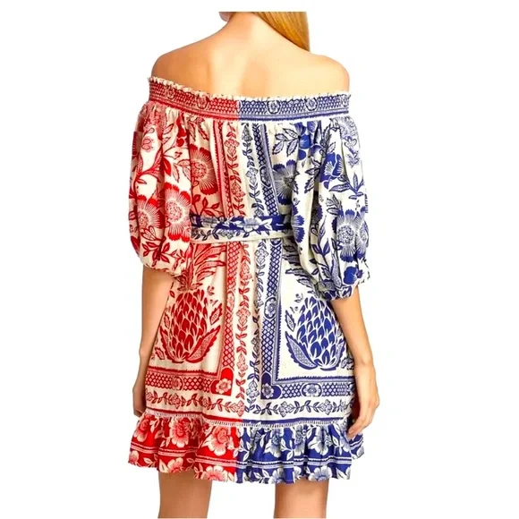 NWT FARM Rio Dress Mixed Pineapple Garden Off Shoulder Mini Dress Med intermix - Picture 5 of 9